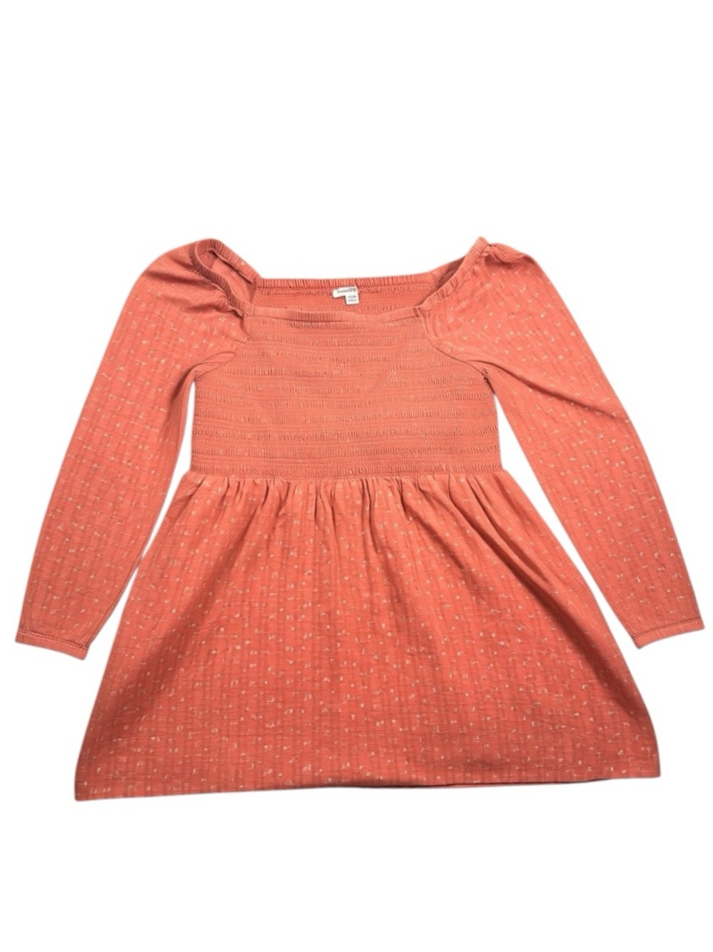 American Eagle Large Coral Knit Long Sleeve Smoked Bodice Mini Dress